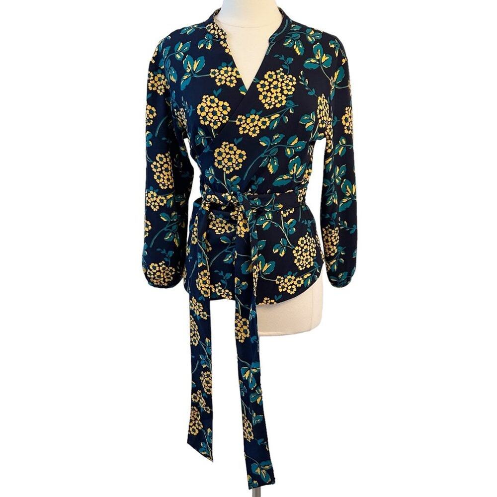 J. CREW Floral Draped Crepe Wrap Top Blouse M NWT